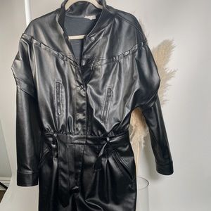 faux leather jumpsuit